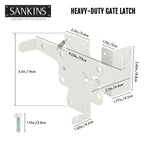 Self-Locking Gate Latch Heavy Duty Post Mount Automatic Gravity Lever for Wooden/PVC Fence, Door Lock with Fasteners Hardware for Secure Pool |Yard | Garden, Steel, White
