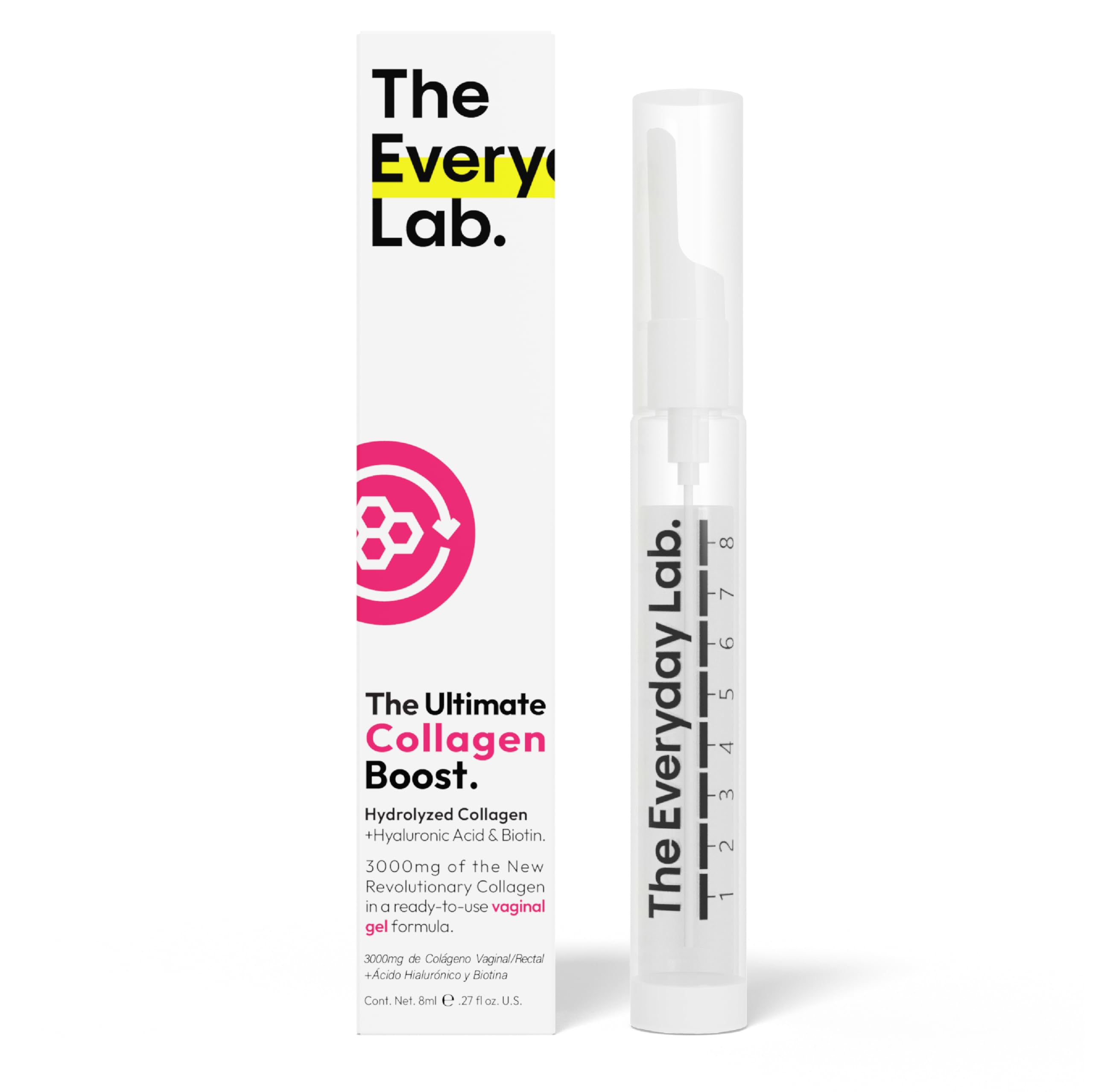 THE EVERYDAY LAB Ultimate Collagen Boost Gel 8 ml Applicator | Hydrolyzed Collagen, Hyaluronic Acid & Biotin | Intimate Care Moisturizing Gel | Vaginal or Rectal | 99% Absorption