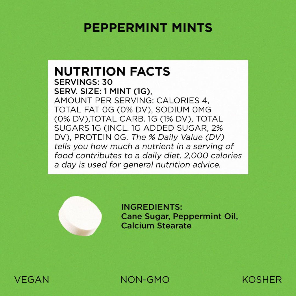 SIMPLY Peppermint Breath Mints, 6 Tins (30 Each) Sweetened by Cane Sugar