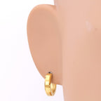 Pair Stainless Steel Bevel Edge Hoop Huggie Men Earrings Gold-tone Color 16mm