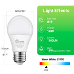 JIANGSILING A19 LED Light Bulb, 75W Equivalent LED Bulb, 11W 2700K Warm White, 1100 Lumens, Non-Dimmable Light Bulbs, CRI 85+, No Flicker E26 Base Bulbs for Home Office, 24-Pack