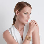 WOWORAMA Hammered Gold Chunky Cuff Bracelet for Women