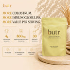 butr Grass-Fed Bovine Colostrum Powder | 4g Colostrum Per Serving | Immunoglobulins | First Day Milking | Gut Health, Immune Support, Recovery & Daily Wellness | Unflavored | 30 Servings