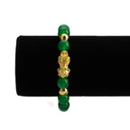 ZenBless Fengshui Porsperity Jade Bracelet Lucky Charm Feng Shui Black Obsidian Wealth Bracelet Gift for Men Women with Gold Plated Pi Xiu Pi Yao Attract Wealth Good Luck(Green)