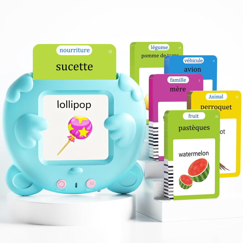 French and English Talking Flash Cards for Toddlers, 224 Sight Words Bilingual Learning Toys for Children, Autism Pocket Speech Therapy Toys, Français Vocabulary Educational Flashcards