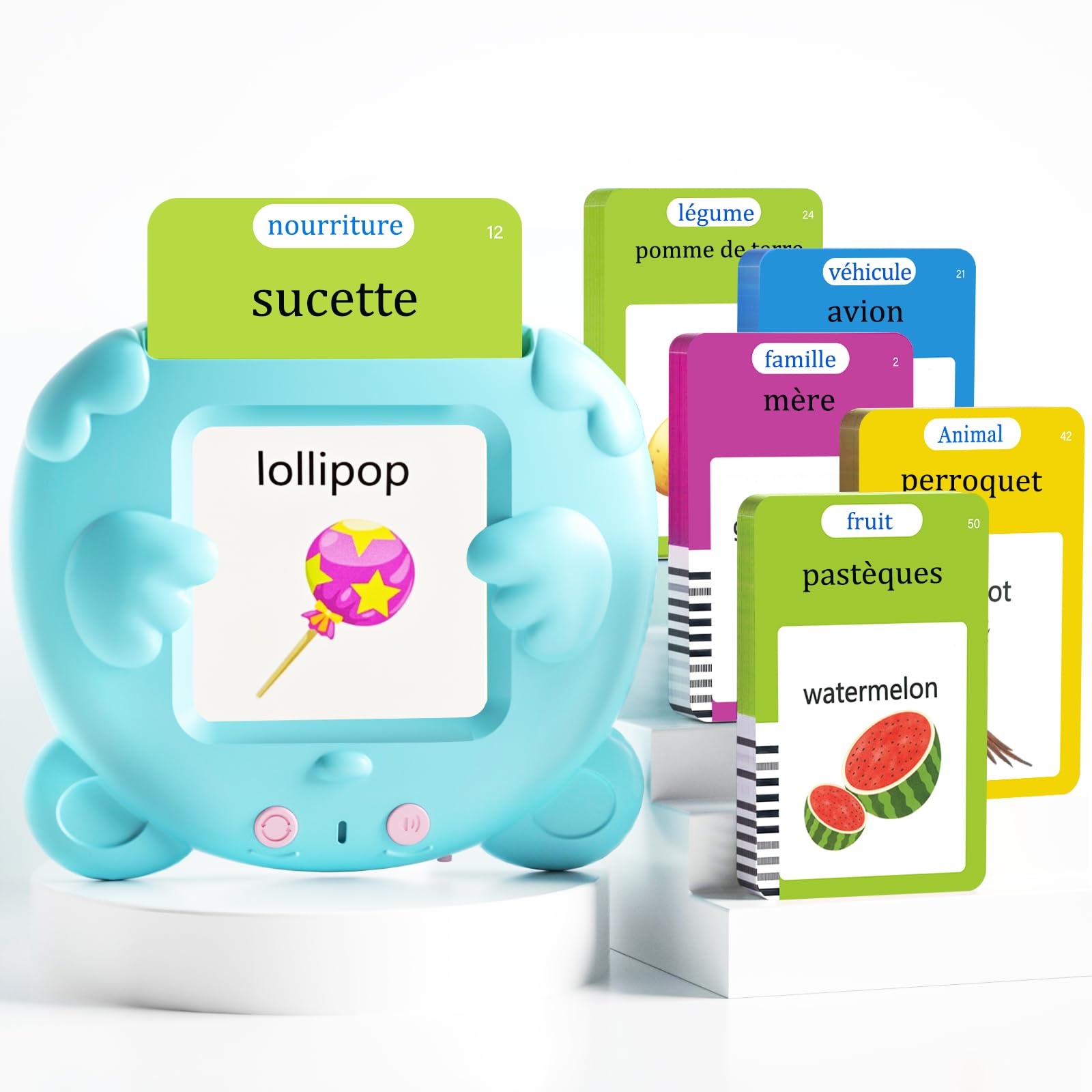 French and English Talking Flash Cards for Toddlers, 224 Sight Words Bilingual Learning Toys for Children, Autism Pocket Speech Therapy Toys, Français Vocabulary Educational Flashcards