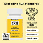 NovaFerrum Yay | Chewable Iron Supplement for Kids & Adults Ages 4 and Over | 18mg of Iron | 90 Servings | Sugar Free | Vegan | Gluten Free | Orange Flavor