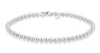 Miabella 925 Sterling Silver Italian Handmade 3mm Bead Ball Strand Chain Bracelet for Women Made in Italy (Length 8 Inches)