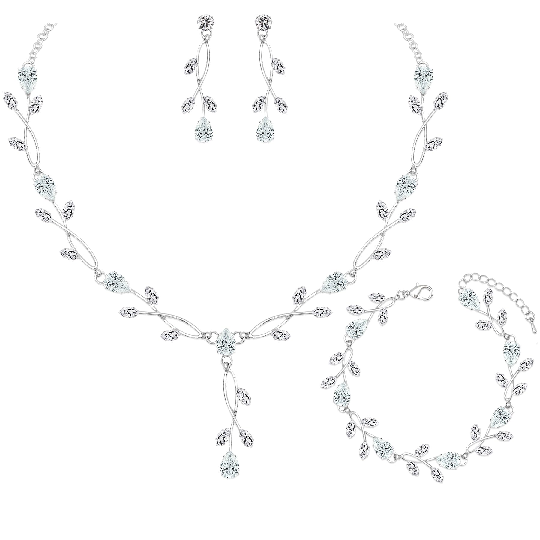 CSY Elegant Cubic Zirconia Bridal Jewelry Sets Wedding Birdes Bridesmaids