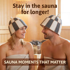 ASKOLD Wool Sauna Hat Checkered - Wool Banya Hat Sauna Cap for Men - Sauna Cap for Women to Protect Hair Grey and White