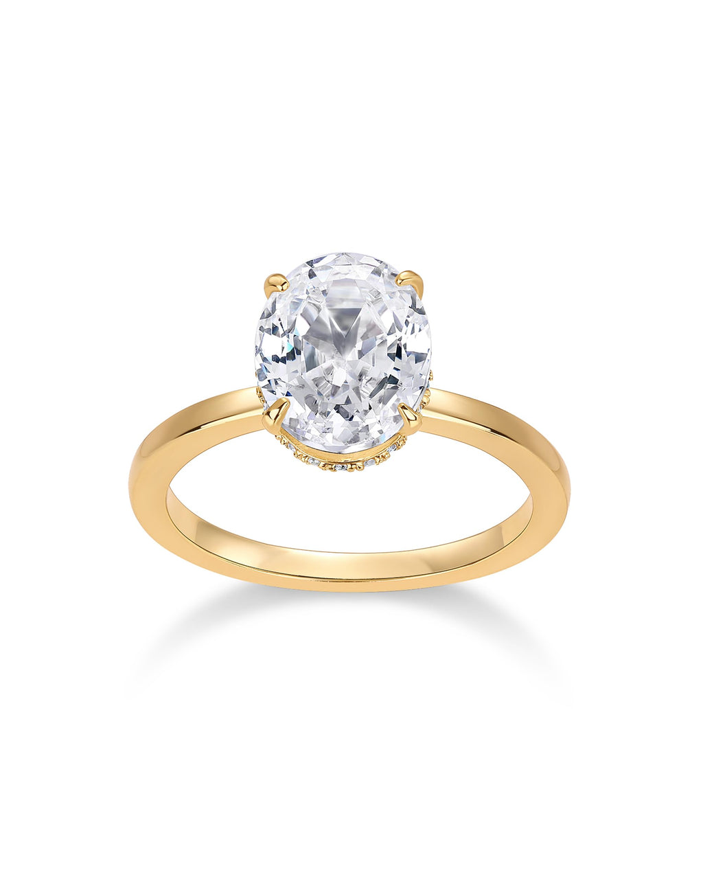 PAVOI 14K Yellow Gold Plated Oval Engagement Ring