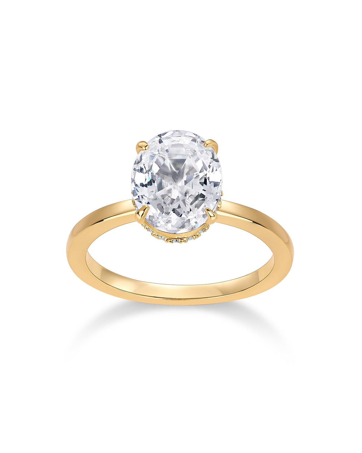 PAVOI 14K Yellow Gold Plated Oval Engagement Ring