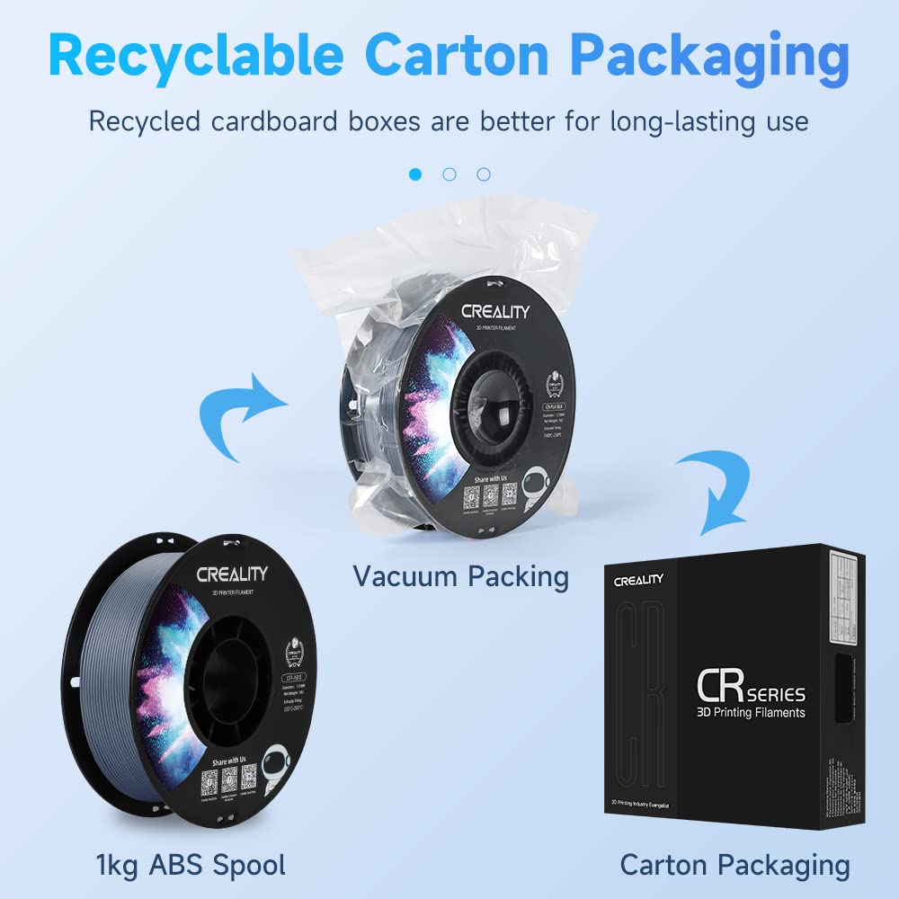 Creality ABS Filament 1.75mm, 3D Printer Filament, No-Tangling, Strong Bonding and Overhang Performance Dimensional Accuracy +/-0.02mm, 2.2lbs/Spool