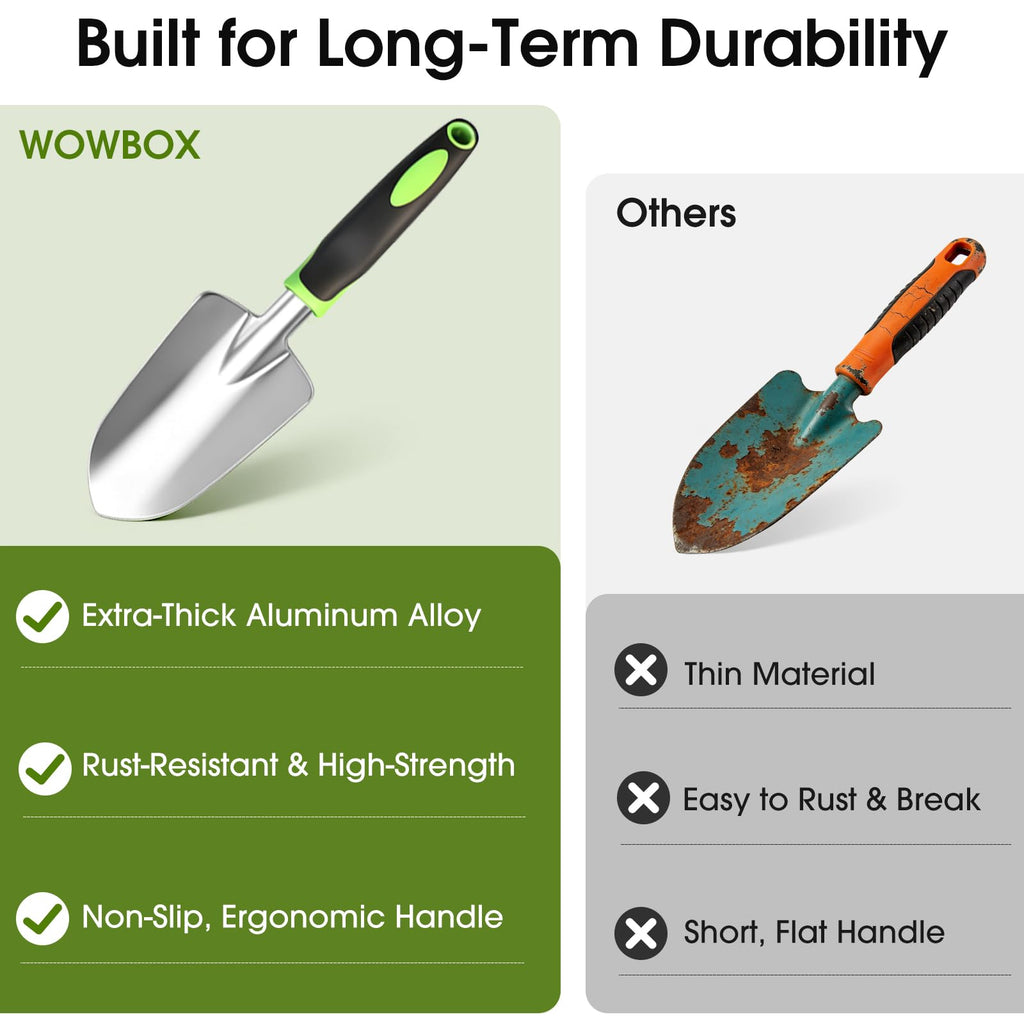 WOWBOX Garden Tools Set, 10 PCS Heavy Duty Gardening Hand Tools Kit, Green