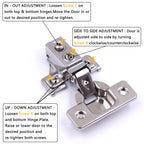 KONIGEEHRE 2 Pack Soft Close Cabinet Door Hinges for 1/2" Partial Overlay Cupboard, 100 Degree Opening Angel, Stainless Concealed Kitchen Cabinet Hinges with Mounting Screws and Manual