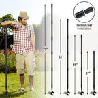 Ihomepark Garden Hoe, Stirrup Hoe with Adjustable Handle for Weeding Digger loosening Soil Metal Garden Cultivator Hoe with Rake Tiller Cultivator (30-62 Inch)