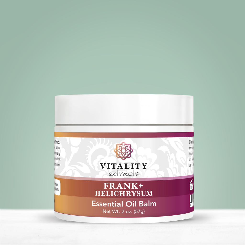 Vitality Extracts Frank+ Helichrysum Balm - 2oz, Frankincense Boswellia Serrata, Helichrysum Gymnocephalum, All-Natural Relief, Skin Soothing, Beeswax