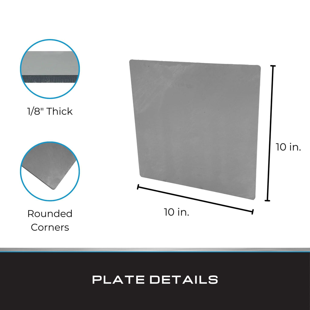 Tie Down – 4 Pack – 10" x 10" x 1/8" Steel Plates – 11 Gauge A36 Carbon Steel – Made in USA – Weldable Steel for DIY, Bracing, and Mounting