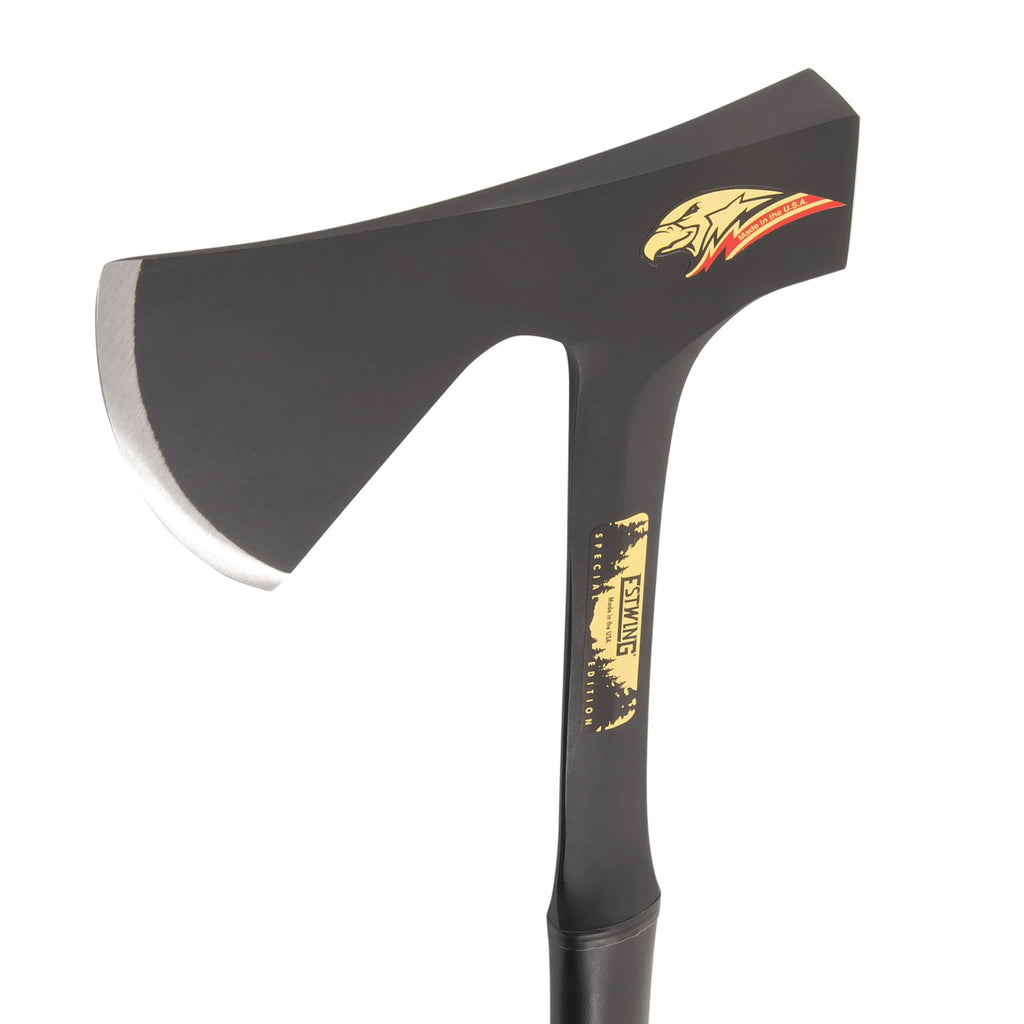ESTWING Camper's Axe - 26" USA Made Special Edition Camping Ax with All Steel Construction & Shock Reduction Grip - E45ASE