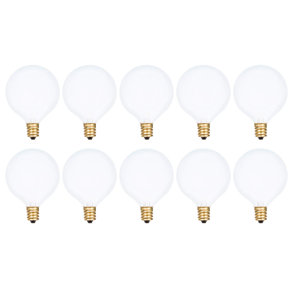 Simba Lighting Small Globe G16.5 Round Bulb 40W E12 Candelabra Base (10 Pack) for Chandelier, Ceiling Fan Light, Decorative Vanity Lights, Wall Sconce, Frosted Glass 120V, 2700K Warm White Dimmable