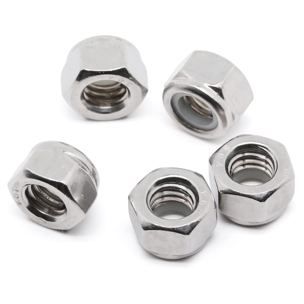 MewuDecor #10 32 Nylon Insert Hex Lock Nuts Locknuts, 304 Stainless Steel 18-8, Bright Finish, 50 PCS