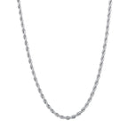 Fiusem Silver Chain Necklace for Men 3mm Stainless Steel Rope Chain 24 Inch