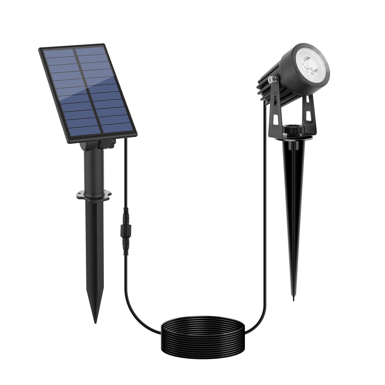 APONUO Metal Solar Spot Lights Outdoor with 9.8ft Cable Solar Powered Landscape Lighting Low Voltage IP65 Waterproof Auto On/Off for Outside Garden Yard Landscape Pathway Garage-Cool White(1-in-1)