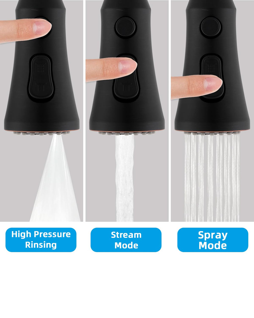 Hibbent Pull Down Kitchen Faucet Head Replacement, 3-Function NSF/ANSI/CAN 61 & CUPC Certified Sink Spray Nozzle, 15 Adapters, Compatible with Moen, Delta, Kohler Faucets, Oil-Rubbed Bronze
