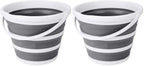 Eurow Indoor and Outdoor Collapsible Bucket with Handle, 10 Liters, 2.6 Gallons, Gray and White (Pack of 2)