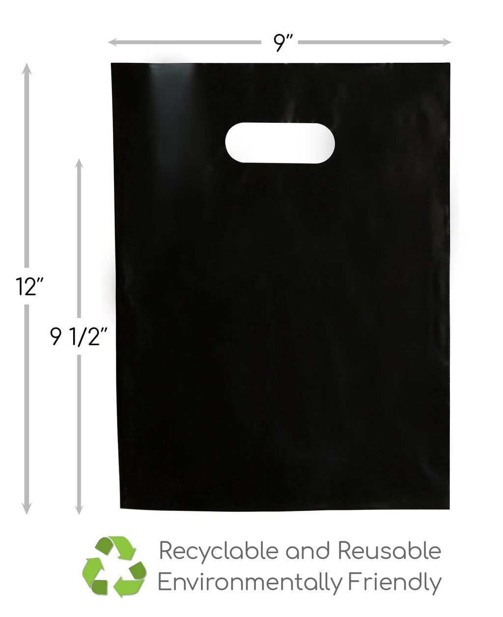 Choice Marts Merchandise Bags Black & Silver Color 200 Bags 1.5Mil Thick 9"x12" Size With Handles