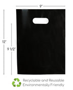 Choice Marts Merchandise Bags Black & Silver Color 200 Bags 1.5Mil Thick 9"x12" Size With Handles