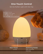 FULNIX Egg Light for Nursery, Eye-Caring Touch Control Rechargeable Baby Night Light with 17 Color Modes, Dimmable Night Feeding Egg Light for New Parents & Kids Bedroom