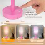 LALISU Small Table Lamp Nightstand Lamp Linen Lampshade Bedroom Wood Base Small Bedside Lamp for Night Stands, Desk Lamps for Reading Living Room, Office (LED Bulb Included) (Pink)