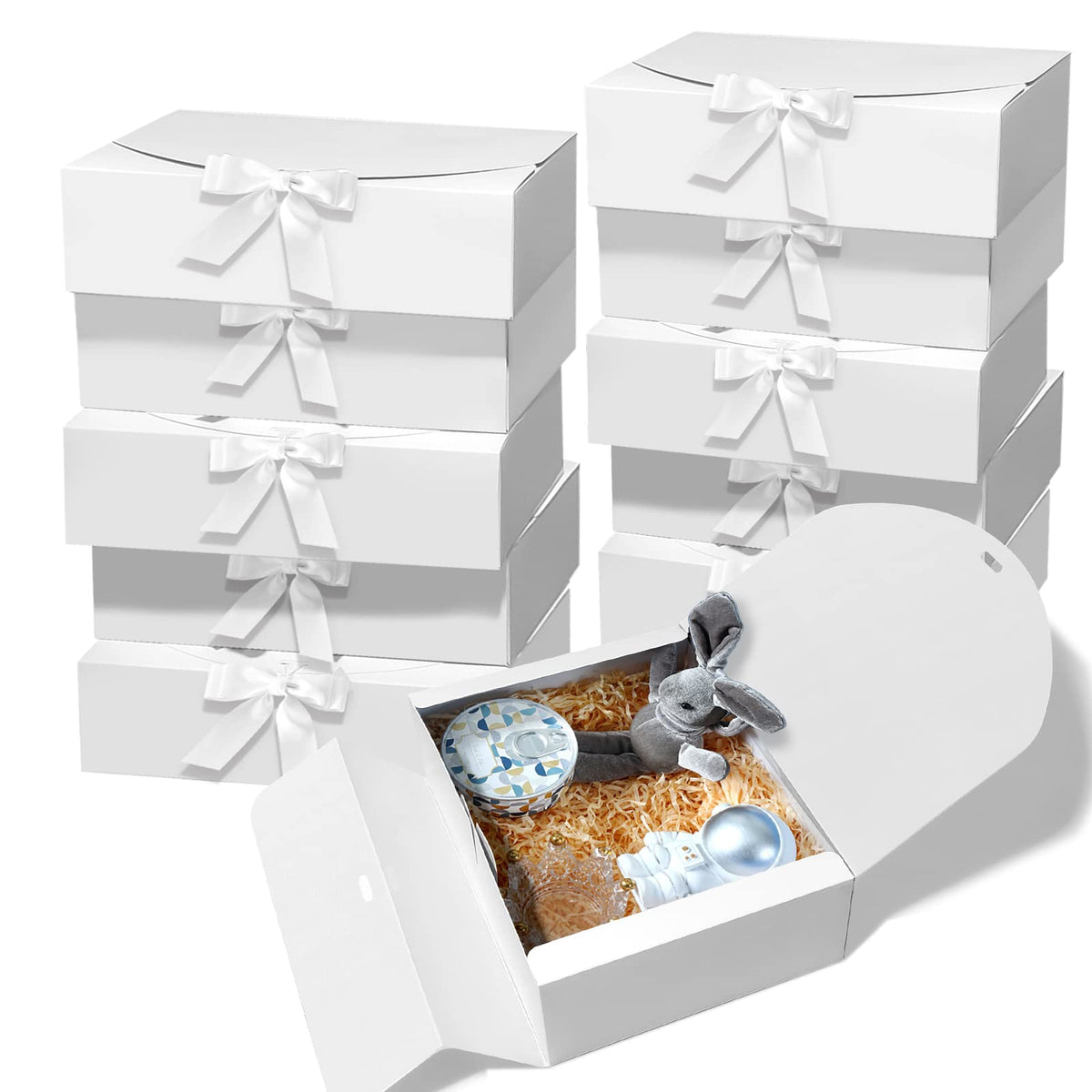 BoShahai 10 PCS White Gift Boxes with Lids 10.6x7.8x3.1 Inch Proposal box