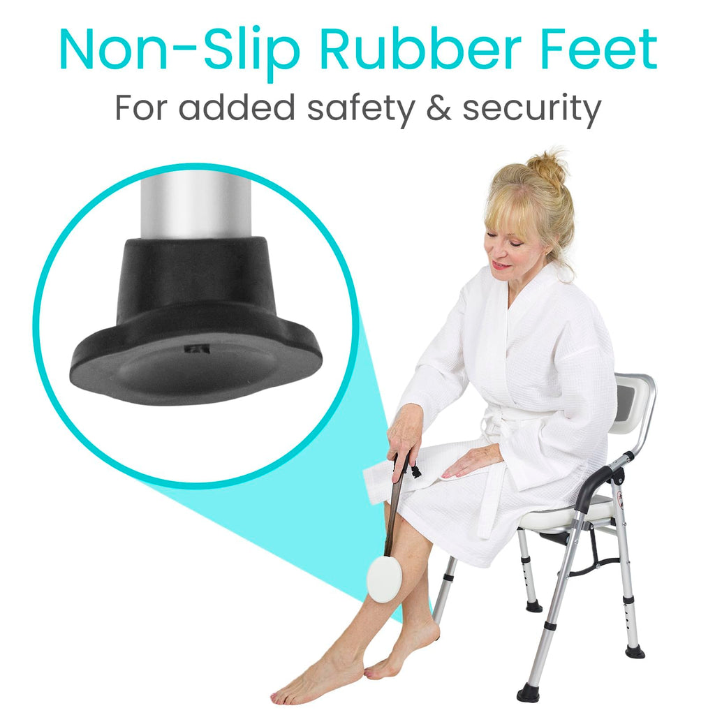 Vive Shower Chair For Elderly And Disabled - Folding Seat With Arms And Back - Foldable Bathroom Chairs For Sitting, Inside Shower - Portable For Travel - Fold Down, Collapsible, Compact & Comfortable