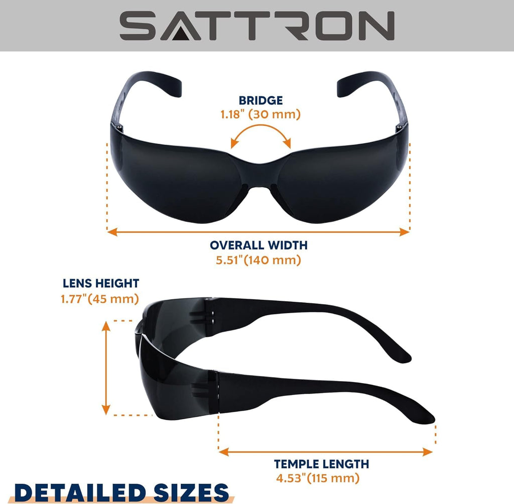 24 Pack of Tinted Safety Glasses (Protective Safety Sunglasses) Ploycarbonate Dark Smoke Lenses for UV Protection, Scratch & Impact Resistant, Perfect for Construction, Outdoor Work, Shooting and More