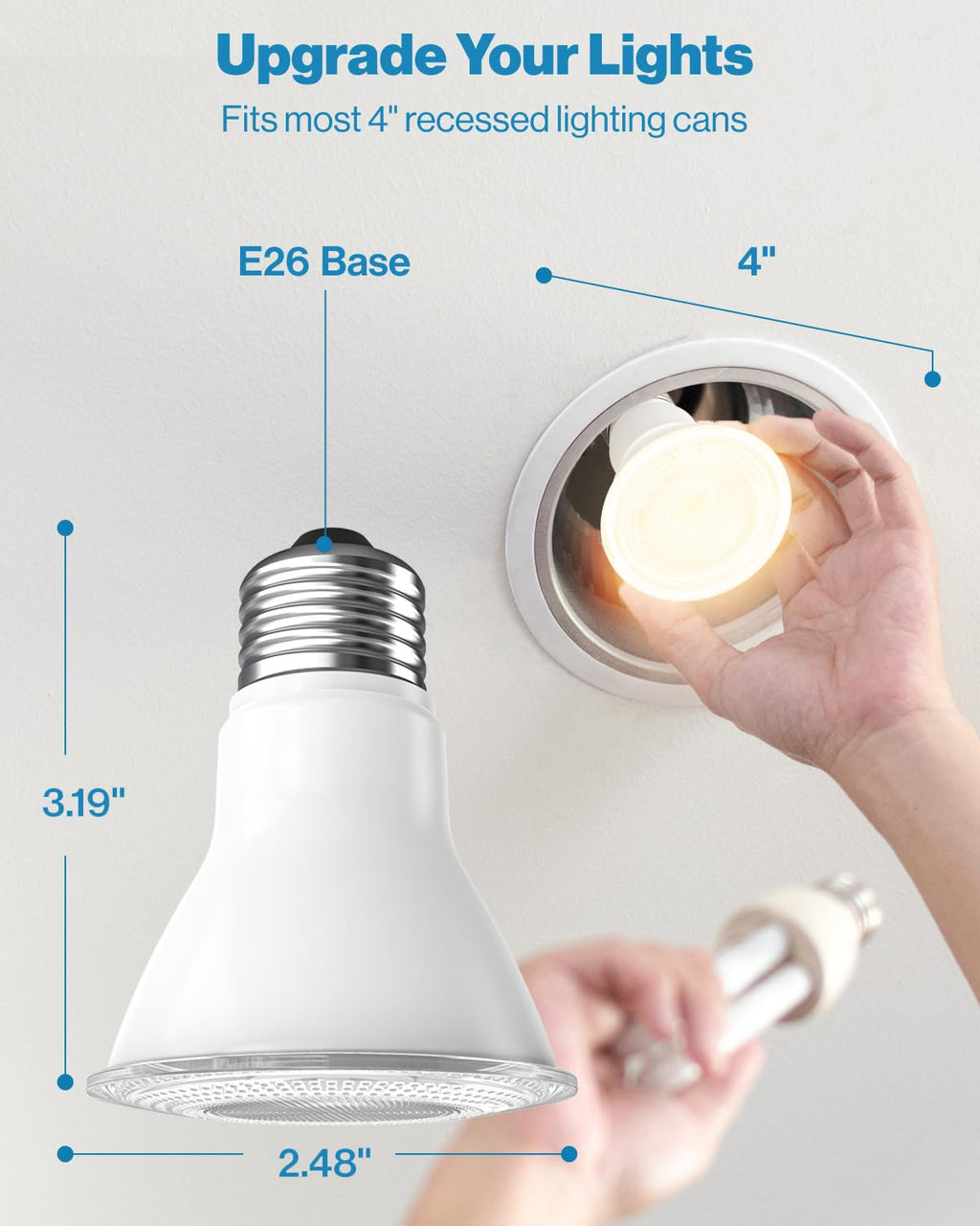 Sunco 10 Pack PAR20 LED Bulbs Flood Light Bulb, 500 LM, 7W (50W Equivalent), 2700K Soft White, E26 Medium Base, Dimmable, Track Lighting, for Indoor/Outdoor Use, Wet Rated, UL