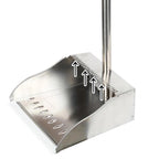 Metal Dustpan Long Handle Stainless Steel Dustpan,Heavy Duty Standing Dust Pan with Teeth, Indoor Outdoor Up for Home Kitchen Lobby Room Office