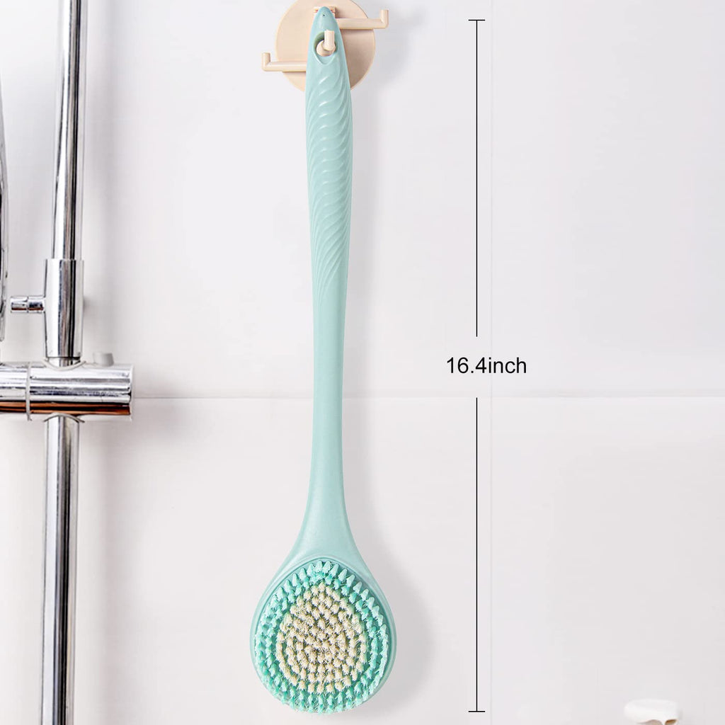 BEDELITE Back Scrubber for Shower - Long Handle Bath Brush (16.4 inches) with Soft Bristles, Exfoliating Body Brush for Men & Women(Blue)