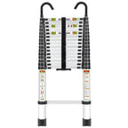 RIKADE Telescoping Ladder, 20.3 FT Aluminum Lightweight Collapsible Ladder with Detachable Top Hooks, 330 lbs Max Load, Extension Ladder for RV, Roof and Construction, Aluminum