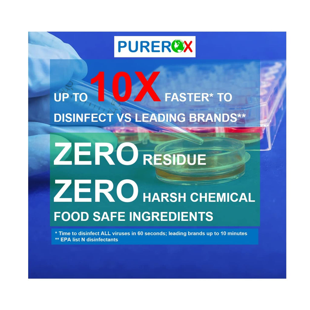 PUREROX disinfectant (1 gallon) Eliminate 99.9999% viruses, Norovirus, HIV, MRSA and fungi. PUREROX Hypochlorous technology. Hospital Grade. Use Anywhere. No residue.No Rinse. Suitable All Surfaces