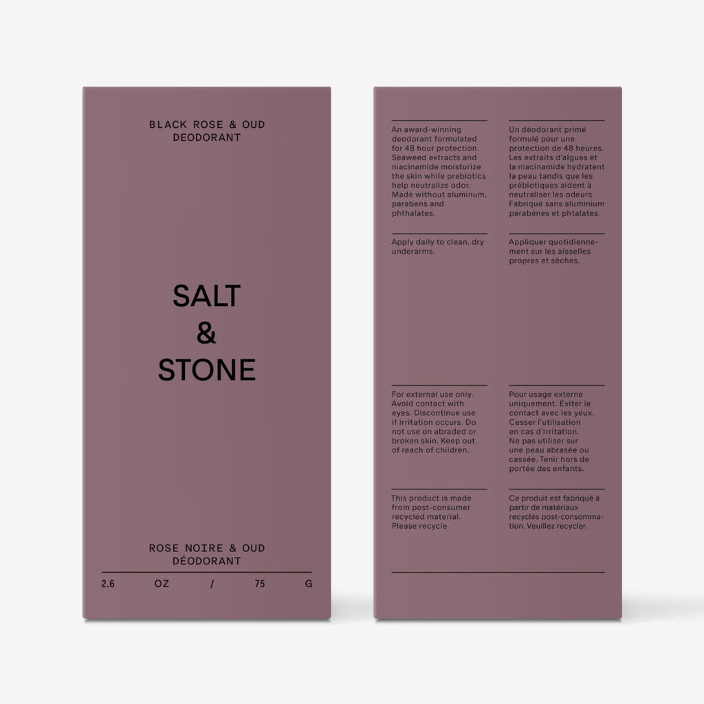 Salt & Stone Aluminum-Free Deodorant, Women & Men Black Rose & Oud 2.6 oz