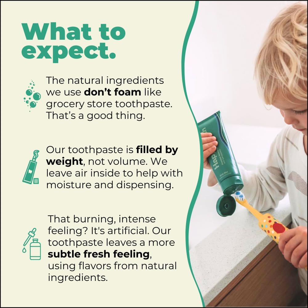 Happy Tooth Hydroxyapatite Toothpaste, Fluoride Free, Natural Whitening for Kids, Toddlers and Adults, SLS Free, Enamel Safe, Dentist Formulated with Clean Ingredients, Lemon Twist Flavor, 3.4 oz