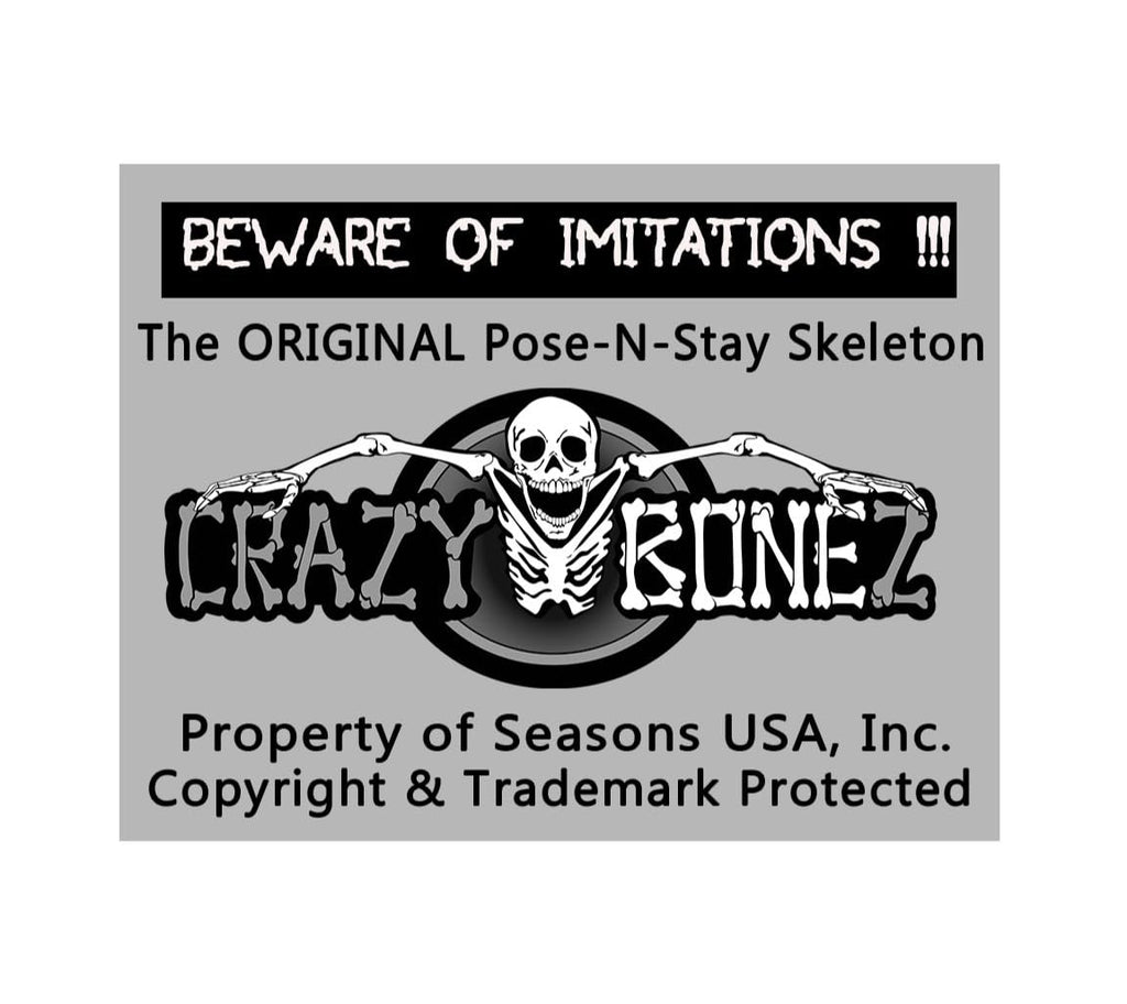 Crazy Bonez Original Pose-N-Stay Halloween Skeleton, 5 FT – Life-Size