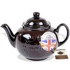 Cauldon Ceramics Classic Brown Betty Tea Pot | Hand Made 2 Cup Brown Betty Teapot with Logo | Made with Staffordshire Red Clay | Traditional Teapot | Authentic, Made in England Teapot | 20 Fl Oz