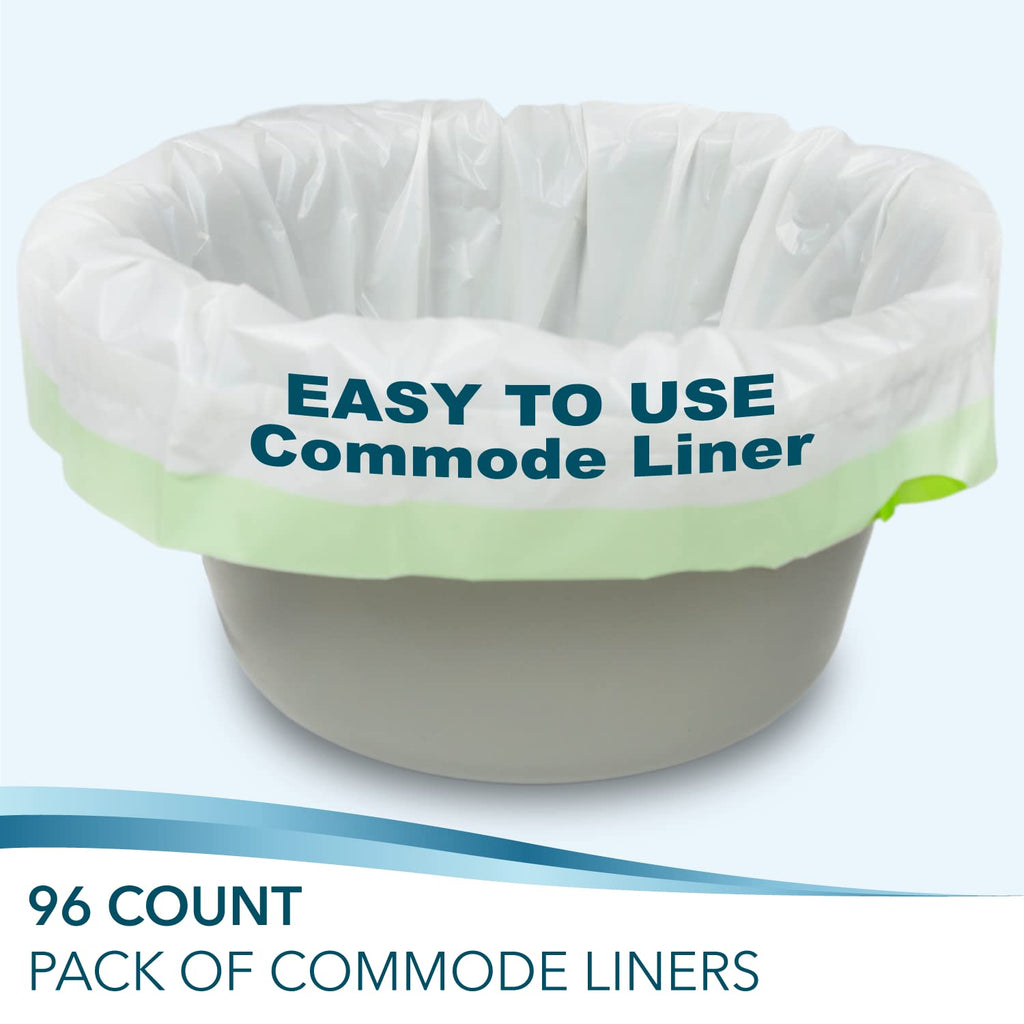 TidyCare Bedside Commode Liners for Portable Toilet Chair Bucket and Bedpan | Value Pack of 96 Disposable Waste Bags for Adults in Medical Care | Universal Fit Portable Toilet Liners