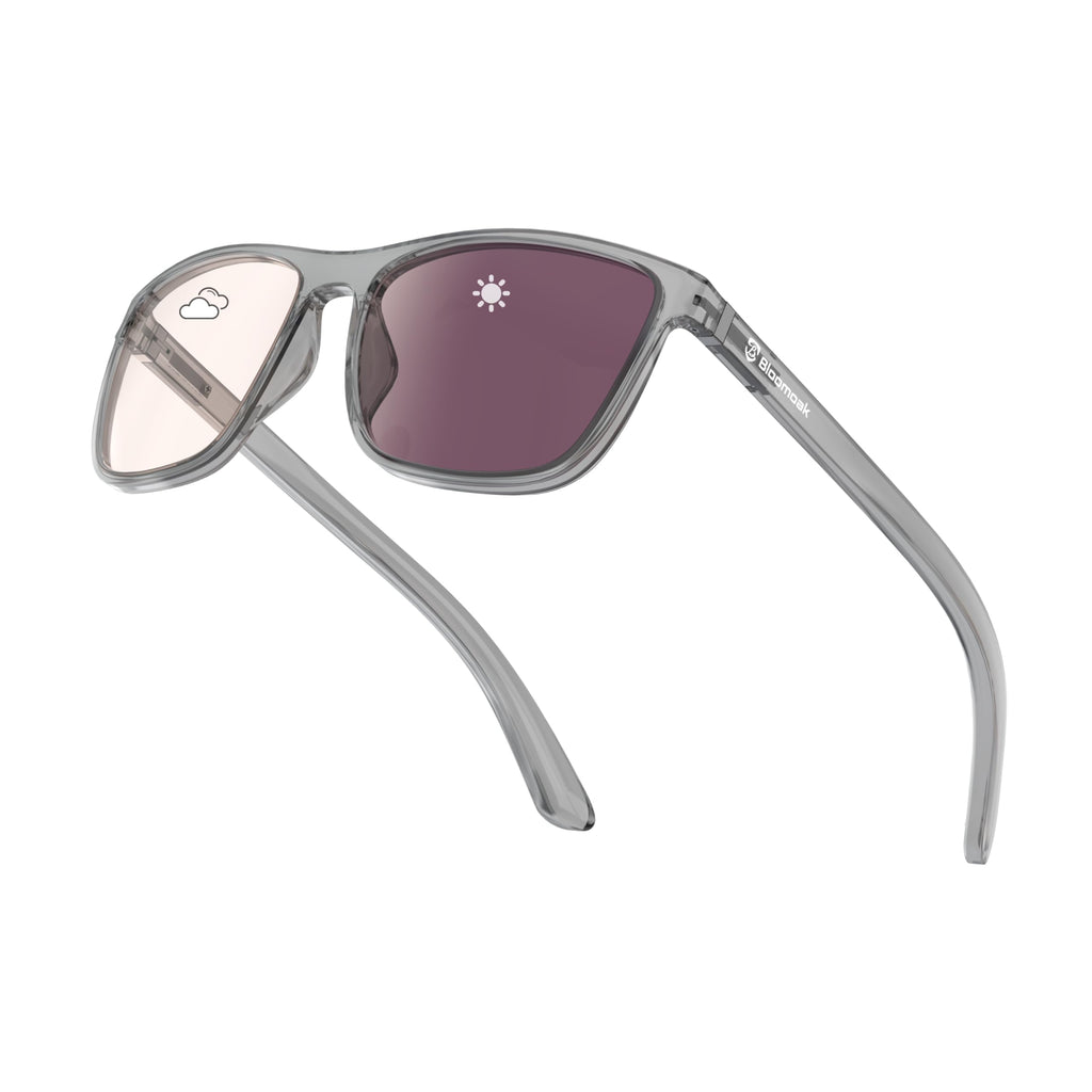 Bloomoak Rose Tinted Photochromic Migraine Relief Glasses, FL- Flex Pink Light Sensitivity Glasses for Fluorescent LED Glare, Photophobia, Eye Strain