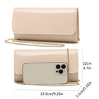 Patent Leather Envelope Clutch Womens Evening Handbag Stylish Shoulder Bag Purse for Christmas Wedding Party Prom(Nude 018)
