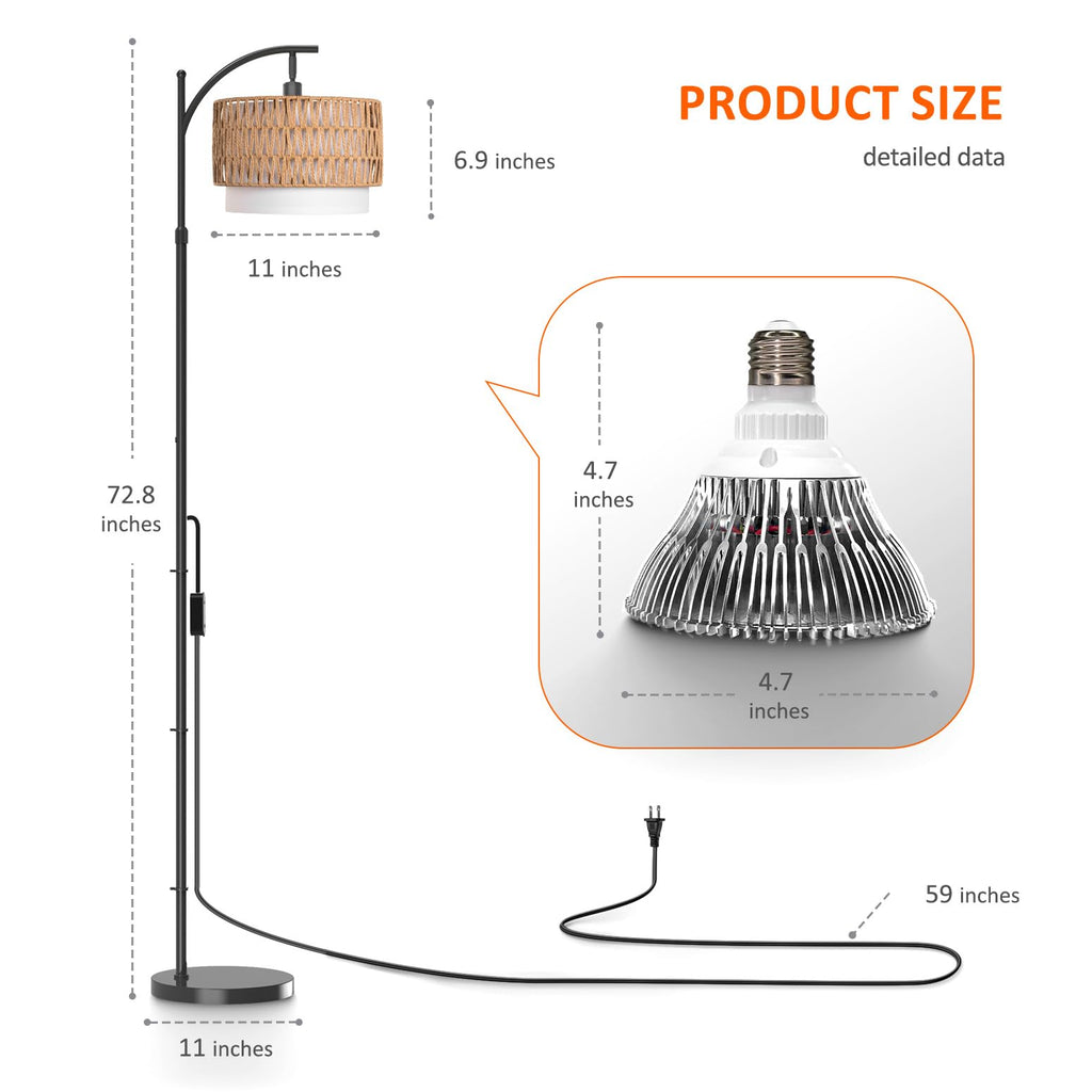 Bstrip Standing Grow Light for Indoor Plants, 65-72.8in Adjustable Height