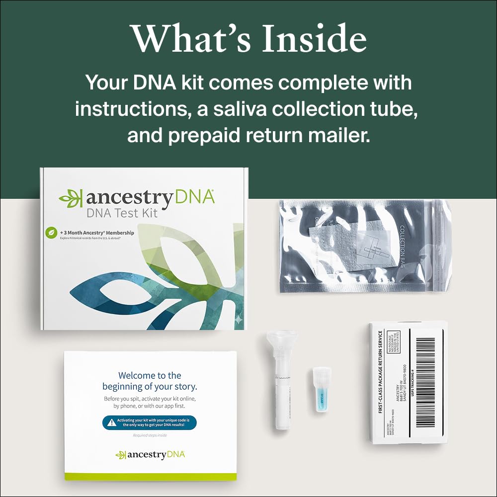 AncestryDNA Genetic Test Kit + 3-Month Ancestry World Explorer Membership: Personalized Genetic Results, DNA Ethnicity Test, Family History, Complete DNA Test, 3600+ Regions and Journeys